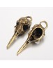 Bird Skull Tibetan Style Alloy Pendants, Lead Free & Nickel Free & Cadmium Free, Antique Bronze Size: about 14mm wide, 41.5mm lo