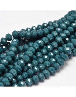 Glass Beads Strands, Faceted Abacus , MarineBlue, 8x6mm, Hole: 1mm; about 72pcs/strand, 17"