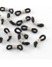 Silicone EyeGlass Holders, with Platinum Tone Iron Findings, Black Size: about 18~20mm long, 5~6mm wide, 2mm thick, hole: 2mm.