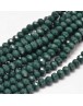 Faceted Abacus Glass Beads Strands, Teal, 6x4mm, Hole: 1mm; about 99pcs/strand, 17.7"