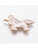 Alloy Enamel Pendants, Unicorn, Light Gold, Pink, 20x15x1.5mm, Hole: 1mm