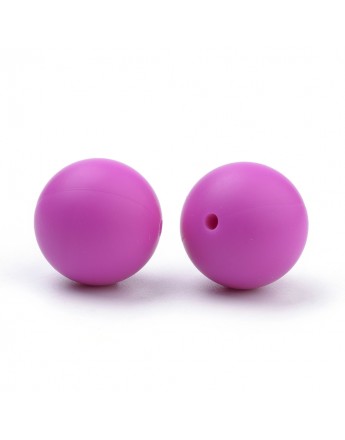 Maistinio silikono karoliukai, apvalūs, tamsiai rožinė, matmenys: 14~15mm, skylė: 2mm; 1 vnt.