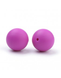 Maistinio silikono karoliukai, apvalūs, tamsiai rožiniai, matmenys: 12mm, skylė: 2mm; 1vnt.