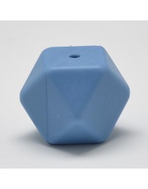 Maistinio silikono karoliukai, briaunuoto kubo formos, mėlyni, matmenys: apie 14x14x14mm