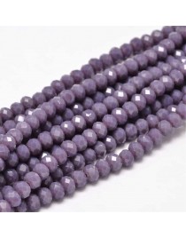 Faceted Abacus Glass Beads Strands, MediumPurple, 6x4mm, Hole: 1mm; about 99pcs/strand, 17.7"