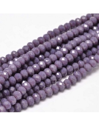 Faceted Abacus Glass Beads Strands, MediumPurple, 6x4mm, Hole: 1mm; about 99pcs/strand, 17.7"