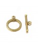 Tibetan Style Toggle Clasps, Antique Golden, Lead Free and Cadmium Free, Size: Ring: 18mm wide, 22.5mm long, Bar: 26mm long, hol