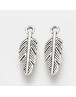 Tibetan Style Alloy Pendants, Feather, Cadmium Free & Lead Free, Antique Silver, 15x5x1.5mm, Hole: 1mm;