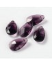 Stikliniai, briaunuoti pakabukai, lašelio formos, skaidrūs, violetiniai, matmenys: 16x9x6mm, skylė: 1mm; 2 vnt./pak.