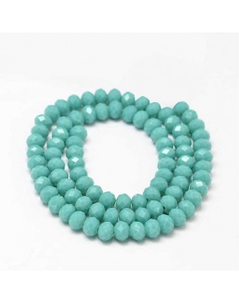 Faceted Abacus Glass Beads Strands, Turquoise, 6x4mm, Hole: 1mm; about 99pcs/strand, 17.7"