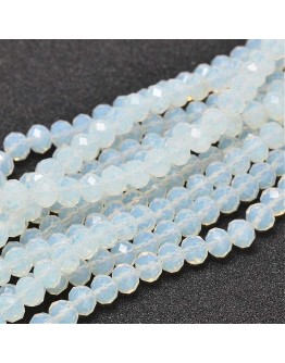 Faceted Abacus Glass Beads Strands, Clear, 6x4mm, Hole: 1mm; about 99pcs/strand, 17.7"