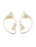 Alloy Open Back Bezel Pendants, For DIY UV Resin, Epoxy Resin, Pressed Flower Jewelry, Abstract Face, Golden, 42.5x24.5x1.2mm, H