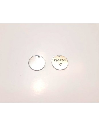 Nerūdijančio plieno pakabukas - žetonas, "MAMA", matmenys: 1.5mm
