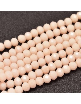 Faceted Abacus Glass Beads Strands, PeachPuff, 6x4mm, Hole: 1mm; about 99pcs/strand, 17.7"
