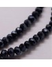 Stiklo karoliukai, apvalūs, plokšti, briaunuoti, juodai/mėlyni, matmenys: 3x2mm, skyl4: 1mm; ~ 150vnt./gijoje