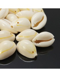 Cowrie Shell Pendants, White, 17~22x11~16x9~11mm, Hole: 1mm;