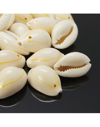 Cowrie Shell Pendants, White, 17~22x11~16x9~11mm, Hole: 1mm;