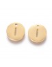 304 Stainless Steel Charms, Ion Plating (IP), Flat Round, Letter.I, 10x1.5mm, Hole: 1mm