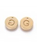 304 Stainless Steel Charms, Ion Plating (IP), Flat Round, Letter.B, 10x1.5mm, Hole: 1mm
