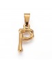 304 Stainless Steel Pendants, Bamboo Style, Letter, Golden Color, Letter.P, 19x10x3mm, Hole: 3x7mm