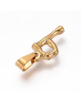 304 Stainless Steel Pendants, Bamboo Style, Letter, Golden Color, Letter.P, 19x10x3mm, Hole: 3x7mm