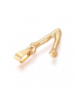 304 Stainless Steel Pendants, Bamboo Style, Letter, Golden Color, Letter.V, 19.5x12x3mm, Hole: 3x7mm