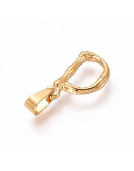 304 Stainless Steel Pendants, Bamboo Style, Letter, Golden Color, Letter.D, 18x12x3mm, Hole: 3x7mm