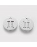 304 Stainless Steel Charms, Flat Round with Constellation/Zodiac Sign, Stainless Steel Color, 12x1mm, Hole: 1mm