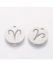 Nerūdijančio plieno pakabukas, avino zodiako ženklas, apvalus, plokščias, matmenys:12x1mm, skylė: 1mm