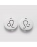 304 Stainless Steel Charms, Flat Round with Constellation/Zodiac Sign, Stainless Steel Color, 12x1mm, Hole: 1mm