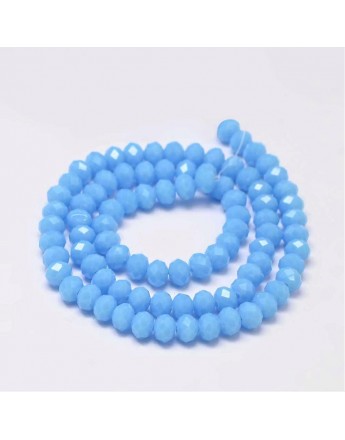 Faceted Abacus Glass Beads Strands, LightBlue, 6x4mm, Hole: 1mm; about 99pcs/strand, 17.7"