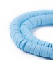 Flat Round Polymer Clay Beads, Light Sky Blue  Size: about 6mm in diameter, 1mm thick, hole: 2mm; about 380~400pcs/strand,