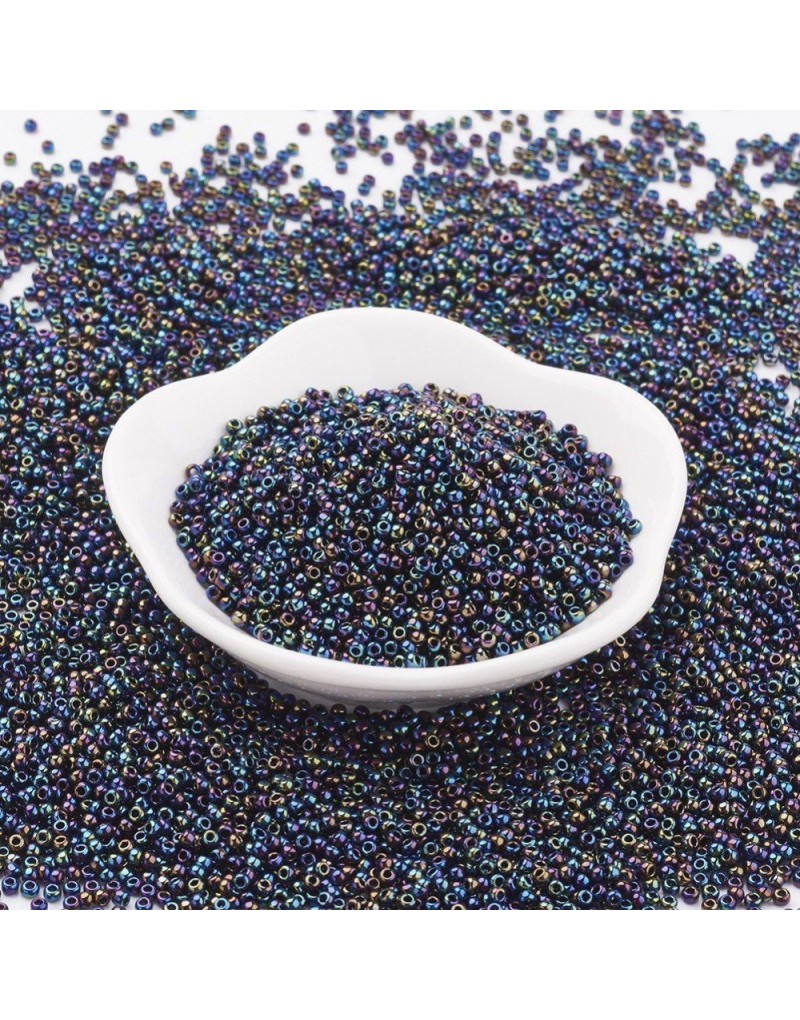 Toho 11/0 Round Japanese Seed Bead, #504, High Metallic Navy Blue Iris