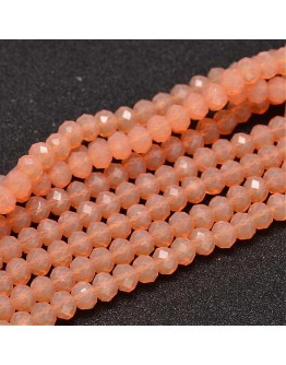 Faceted Abacus Glass Beads Strands, SandyBrown, 6x4mm, Hole: 1mm; about 99pcs/strand, 17.7"