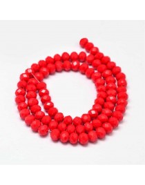 Faceted Abacus Glass Beads Strands, Red, 6x4mm, Hole: 1mm; about 90pcs/strand, 16"