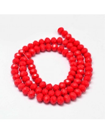 Faceted Abacus Glass Beads Strands, Red, 6x4mm, Hole: 1mm; about 90pcs/strand, 16"