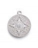 304 Stainless Steel Pendants, Flat Round with Mayan Pattern, Stainless Steel Color, 24x20x3mm, Hole: 2mm