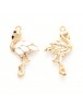 Alloy Enamel Pendants, Cadmium Free & Lead Free, Light Gold, Flamingo Shape, White, 29.5x16x3mm, Hole: 1.6mm