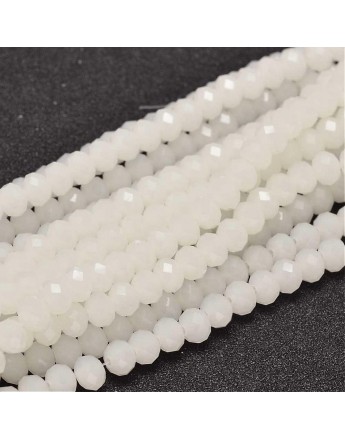 Faceted Abacus Glass Beads Strands, WhiteSmoke, 6x4mm, Hole: 1mm; about 99pcs/strand, 17.7"