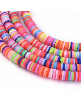 Polymer Clay Beads, Disc Heishi Beads , Mixed Color  Size: about 6mm in diameter, 1mm thick, hole: 2mm; about 380~400pcs/strand