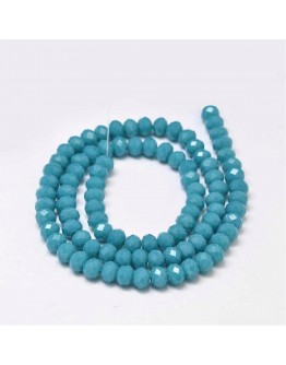 Faceted Abacus Glass Beads Strands, SteelBlue, 6x4mm, Hole: 1mm; about 99pcs/strand, 17.7"