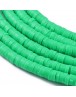 Polimerinio molio diskeliai, žalios spalvos, matmenys: 4x1mm, skylė: 1.8mm, ~380-400 vnt./gijoje