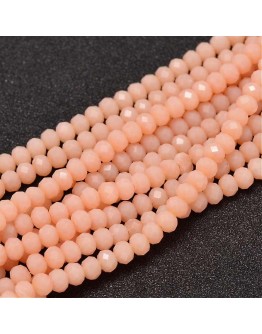 Faceted Abacus Glass Beads Strands, DarkSalmon, 4x3mm, Hole: 1mm; about 149pcs/strand, 18.9"