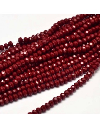 Faceted Abacus Glass Beads Strands, DarkRed, 4x3mm, Hole: 1mm; about 149pcs/strand, 18.9"