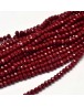 Stiklo karoliukai, apvalūs, plokšti, briaunuoti, tamsiai raudonas, matmenys: 2x1m; skylė: 1.0mm;