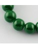 Painted Glass Bead Strands, Baking Paint, Round, Dark Green, 8mm, Hole: 1.3~1.6mm, about 100pcs/strand