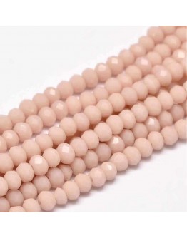 Faceted Abacus Glass Beads Strands, PeachPuff, 4x3mm, Hole: 1mm; about 149pcs/strand, 18.9"