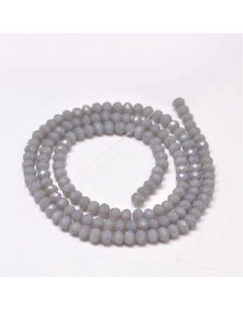 Faceted Abacus Glass Beads Strands, DarkGray, 4x3mm, Hole: 1mm; about 149pcs/strand, 18.9"