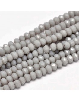 Faceted Abacus Glass Beads Strands, Gray, 4x3mm, Hole: 1mm; about 149pcs/strand, 18.9"