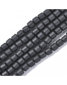 Polimerinio molio karoliukai, kolonos formos, juodos spalvos, matmenys: ~6.5mm ilgio, 6mm diametro